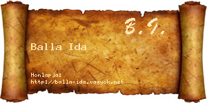 Balla Ida névjegykártya